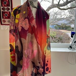 Vibrant Silk Scarf with cats